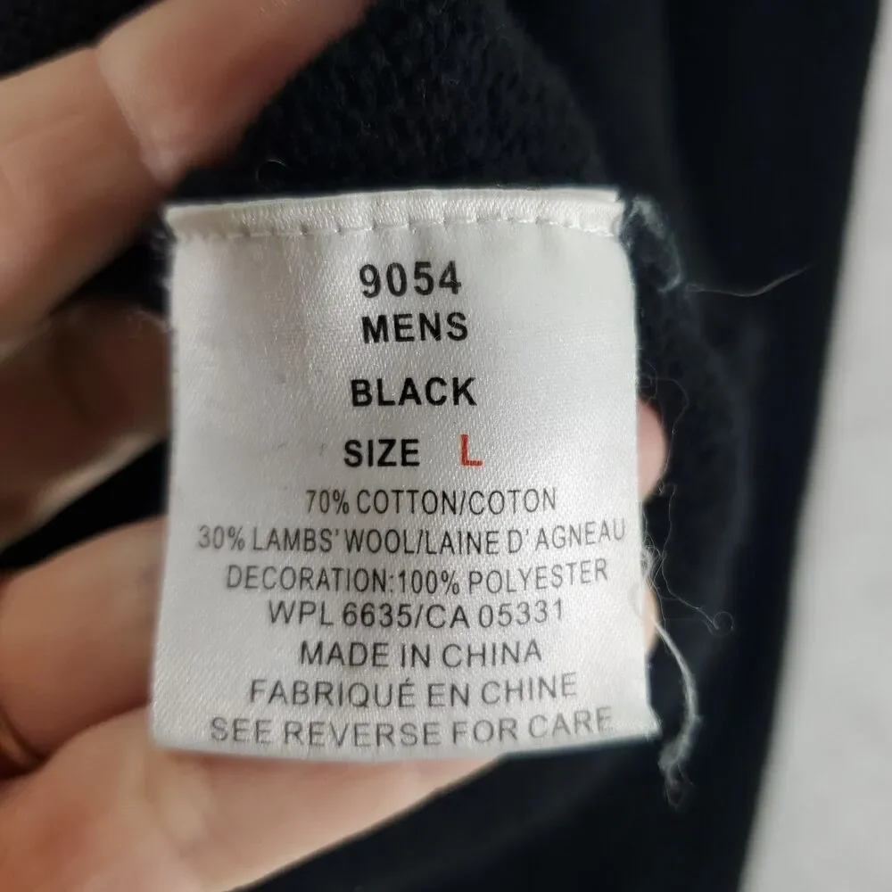 L Woolrich Men's Black Wool Cotton Blend 1/4 Zip Pullover Sweater